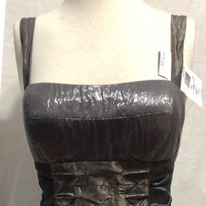 Nicole Miller Ruched Pleated Brown Dress